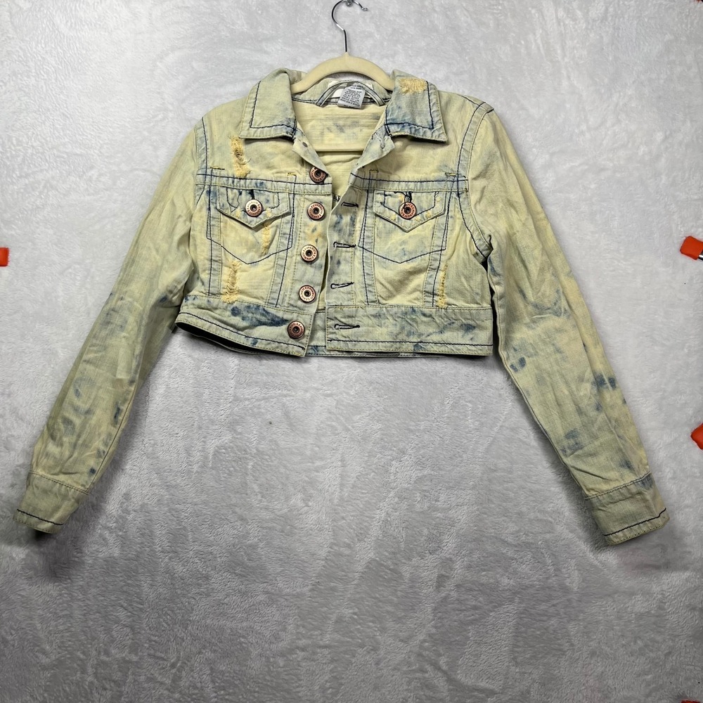 Vintage Z. Cavaricci Cropped Denim Jacket Women's Blue Distressed - Medium